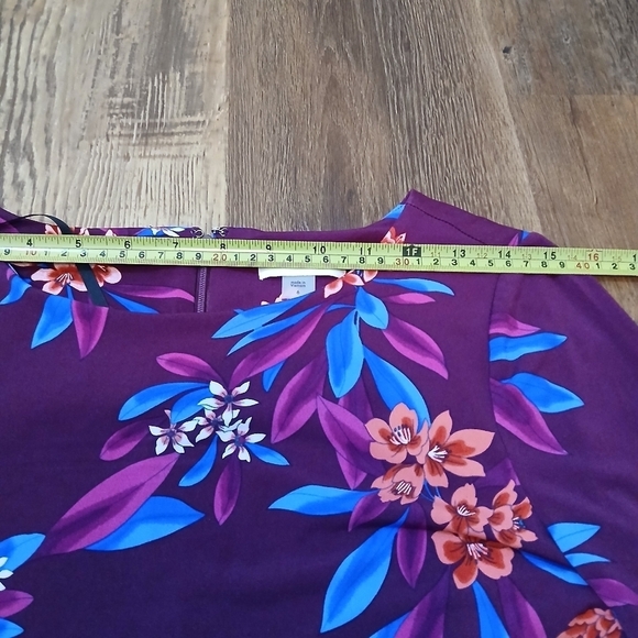 Calvin Klein Sheath Floral Dress Purple Blue Red Size 6 Knee Length Fitted - Picture 9 of 9